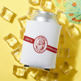 サンタ承認、クリスマススタンプ、クリスマスの喜び。 缶クーラー