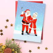 サンタ救済さんのクロースさんはゴルフのスイングをする カード