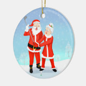 サンタ救済さんのクロースさんはゴルフのスイングをする セラミックオーナメント (左)