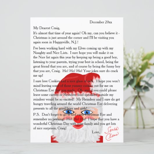 サンタ文字からのパーソナライズされた手紙 シーズンカード (スタンド正面)