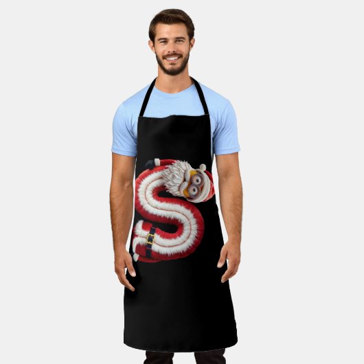 サンタ文字S エプロン (着用した状態)