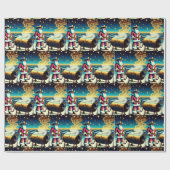 サンタ料理オンザバーベキューピット2クリスマス ラッピングペーパー (フラット)