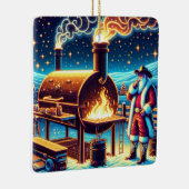 サンタ料理オンザバーベキューピット3クリスマス セラミックオーナメント (右)