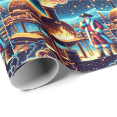 サンタ料理オンザバーベキューピット3クリスマス ラッピングペーパー (ロールコーナー)