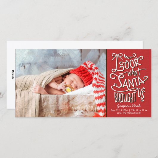 サンタ新生児クリスマスホリデーフォトカードから シーズンカード (正面/裏面)