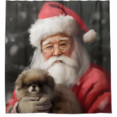 サンタ日本のクロース付き顎フェスティバルクリスマス シャワーカーテン (正面)