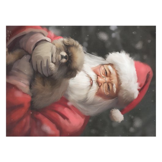 サンタ日本のクロース付き顎フェスティバルクリスマス テーブルクロス (正面(横))