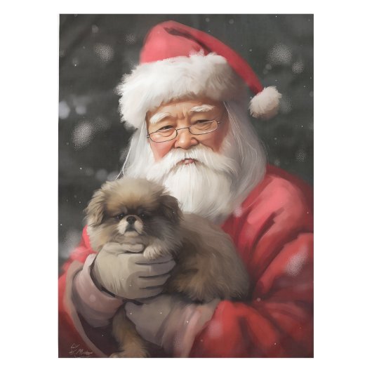 サンタ日本のクロース付き顎フェスティバルクリスマス テーブルクロス (正面)