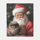 サンタ日本のクロース付き顎フェスティバルクリスマス フリースブランケット (正面)