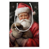 サンタ日本のクロース付き顎フェスティバルクリスマス ミディアムペーパーバッグ (正面)