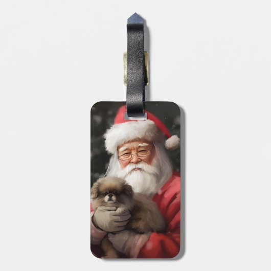 サンタ日本のクロース付き顎フェスティバルクリスマス ラゲッジタグ (裏面縦)