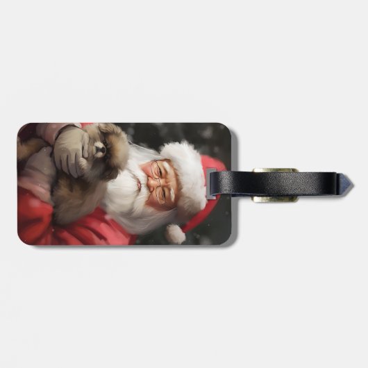 サンタ日本のクロース付き顎フェスティバルクリスマス ラゲッジタグ (裏面横)