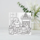 サンタ暖炉ギフトキッズ着色クリスマス シーズンカード (スタンド正面)