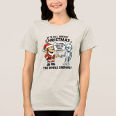 サンタ服のサル おもしろTシャツ トライブレンドTシャツ (正面)