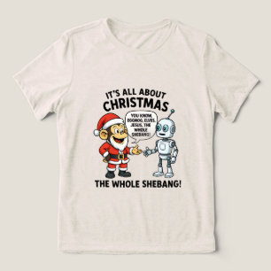 サンタ服のサル おもしろTシャツ トライブレンドＴシャツ