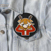 サンタ服の少女と鹿 缶バッジ (インサイチュ)