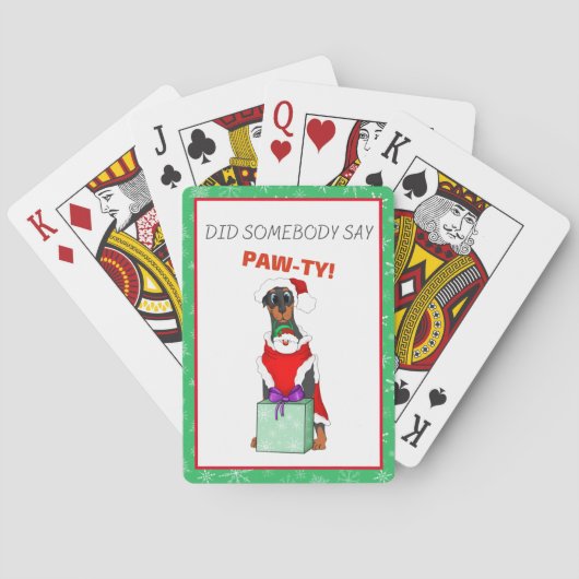 サンタ服を着たメリークリスマスかわいいドバーマン トランプ (裏面)