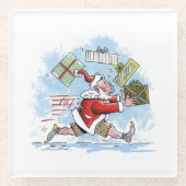 サンタ未用意のガラス澄んコースター ガラスコースター (正面)