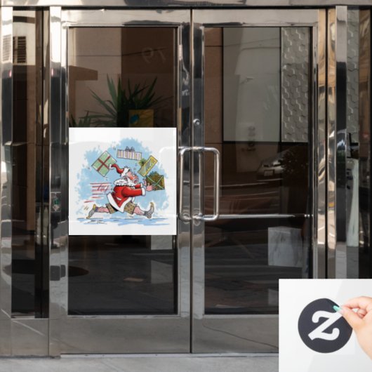 サンタ未用意の白い窓が引っかかる ウィンドウサイン (オフィスドア)