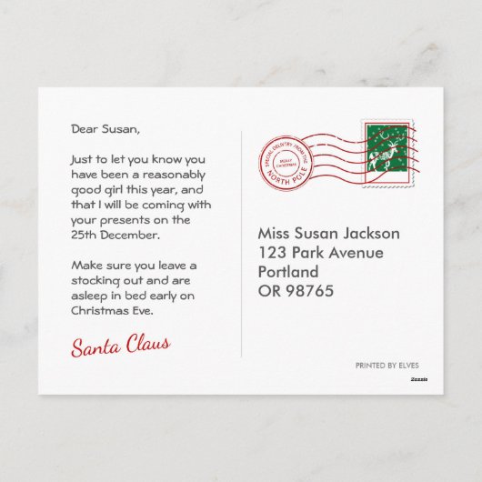 サンタ来から来たサンタのはがき シーズンポストカード (裏面)