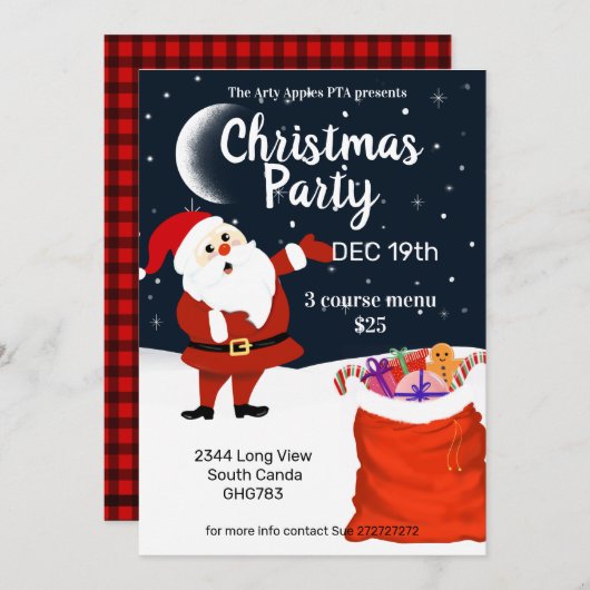 サンタ来とサナタのクリスマスマーケットを参照 招待状 (正面/裏面)