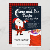 サンタ来とサナタのクリスマス休暇を見る 招待状 (正面/裏面)