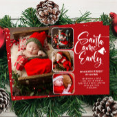 サンタ来ア初期誕生写真コラージュ 案内状