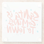 サンタ来イズトゥタウンホリデイデザイン ガラスコースター (裏面)