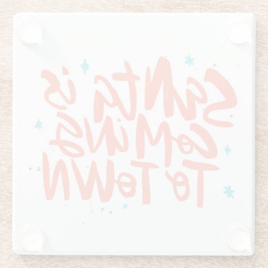 サンタ来イズトゥタウンホリデイデザイン ガラスコースター (裏面)