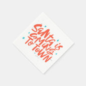 サンタ来イズトゥタウンホリデイデザイン スタンダードカクテルナプキン (角)