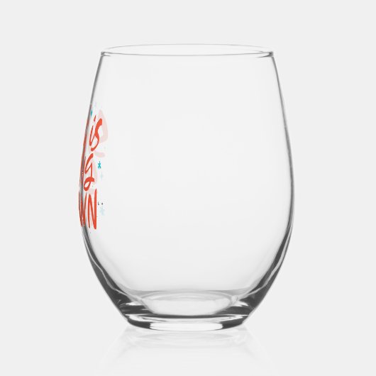 サンタ来イズトゥタウンホリデイデザイン ステムなしワイングラス (左)