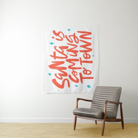 サンタ来イズトゥタウンホリデイデザイン タペストリー (インサイチュ)