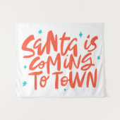 サンタ来イズトゥタウンホリデイデザイン タペストリー (正面(横))