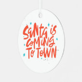 サンタ来イズトゥタウンホリデイデザイン メタルオーナメント (正面左)