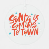 サンタ来イズトゥタウンホリデイデザイン メタルオーナメント (正面)