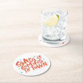 サンタ来イズトゥタウンホリデイデザイン ラウンドペーパーコースター (インサイチュ)