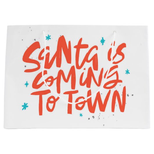 サンタ来イズトゥタウンホリデイデザイン ラージペーパーバッグ (正面)
