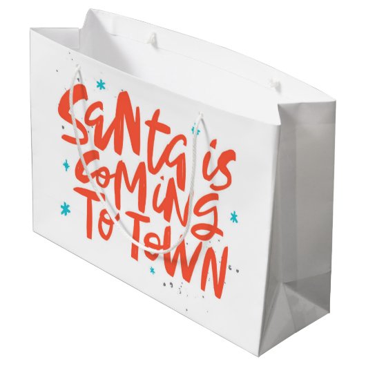 サンタ来イズトゥタウンホリデイデザイン ラージペーパーバッグ (裏面アングル)