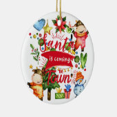 サンタ来イズトゥータウン – かわいい牛のホリデーパーティー セラミックオーナメント (右)