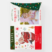 サンタ来イズ・エイジベビー写真第1誕生日 横断幕 (縦)