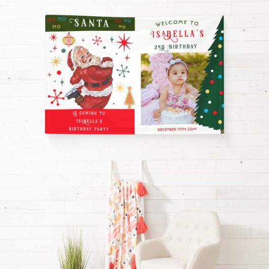 サンタ来イズ・エイジベビー写真第1誕生日 横断幕 (インサイチュ)