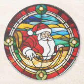 サンタ来ズからタウンへのステンドグラスの外観 ラウンドペーパーコースター (正面)