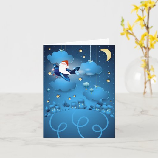 サンタ来ー カード (黄色い花)