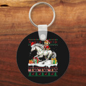 サンタ柴犬ライディングホースクリスマスセーター値リスト キーホルダー (正面)