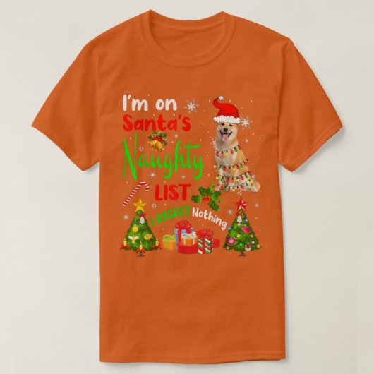 サンタ柴犬I's Santa's いけな ListクリスマスT Tシャツ (デザイン正面)