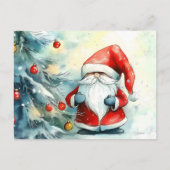 サンタ格言がクリスマスツリーを飾る シーズンポストカード (正面)