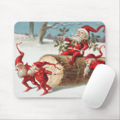 サンタ格言が丸太に滑る マウスパッド (マウス)