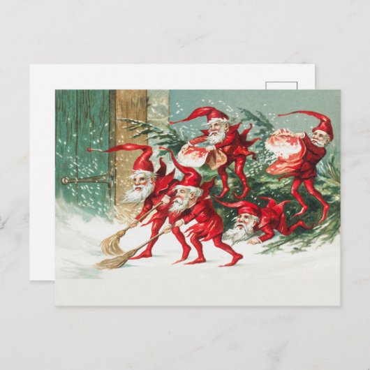 サンタ格言が雪を掃く ポストカード (正面/裏面)