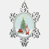 サンタ格言クリスマスオーナメント スノーフレークピューターオーナメント (右)