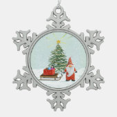 サンタ格言クリスマスオーナメント スノーフレークピューターオーナメント (正面)